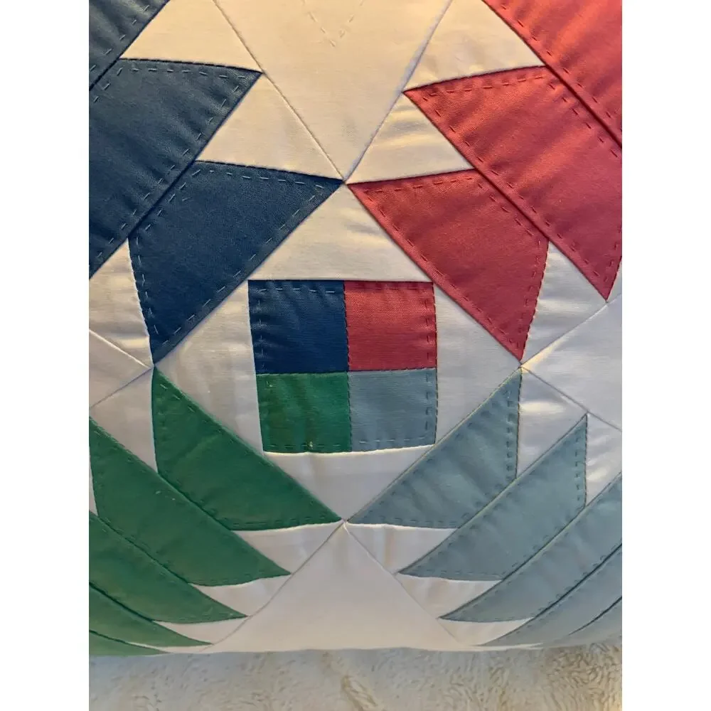 Vintage Quilted Throw Pillow 16x16 Cottage Core Country Geometric